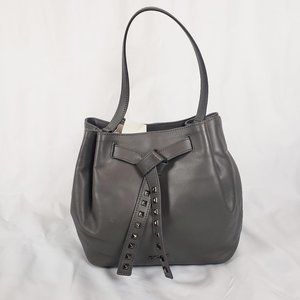 DKNY Dark Charcoal Gray Leather Hobo Bag